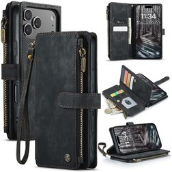 CaseMe C30 iPhone 17 Pro Hoesje Bookcase Portemonnee - Zwart