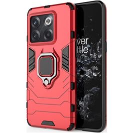 Mobigear Armor Ring OnePlus 10T Hoesje Hardcase Backcover Shockproof met Ringhouder - Rood