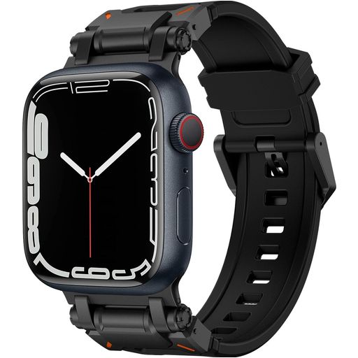 Mobigear Explorer Siliconen Apple Watch Bandje Gespsluiting - 49/46/45/44 mm - Zwart