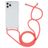 Mobigear Lanyard iPhone 12 Pro Max Flexibel TPU Hoesje met koord - Transparant / Rood