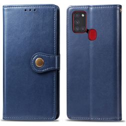 Mobigear Snap Button Samsung Galaxy A21s Hoesje Bookcase Portemonnee - Blauw