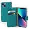Mobiparts Saffiano Wallet iPhone 13 Mini Hoesje Bookcase Portemonnee - Turquoise