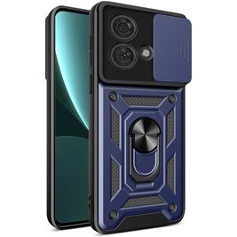 Mobigear Armor Ring Cam Slide Motorola Edge 40 Neo Hoesje Hardcase Backcover Shockproof met Ringhouder en Camera Slider - Blauw