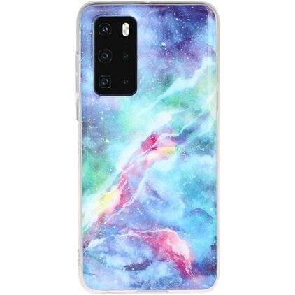 Mobigear Marble Huawei P40 Hoesje Flexibel TPU Backcover - Blauw
