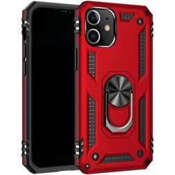 Mobigear Armor Ring iPhone 12 Mini Hoesje Hardcase Backcover Shockproof met Ringhouder - Rood