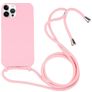 Mobigear Lanyard iPhone 16 Pro Max Siliconen Hoesje met koord - Roze