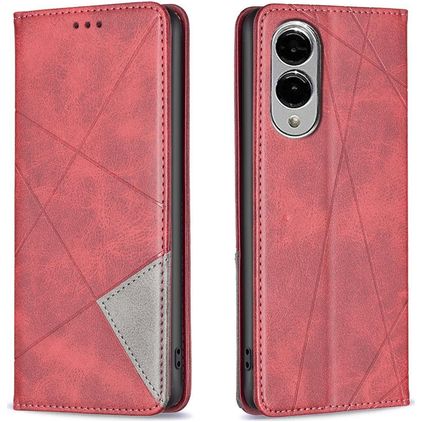 Mobigear Rhombus Slim Samsung Galaxy S25 Edge Hoesje Bookcase - Rood