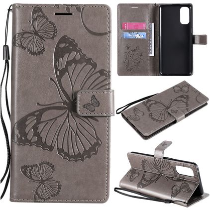 Mobigear Butterfly OPPO Reno 4 Hoesje Bookcase Portemonnee - Grijs