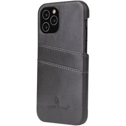 Fierre Shann Premium Card iPhone 12 Hoesje Backcover met Pasjeshouder - Grijs
