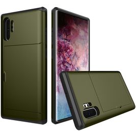 Mobigear Card Samsung Galaxy Note 10 Plus Hoesje Hardcase Backcover Shockproof met Pasjeshouder - Groen