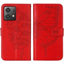 Mobigear Butterfly Motorola Moto G84 Hoesje Bookcase Portemonnee - Rood