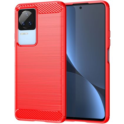 Mobigear Brushed Slim POCO F4 Hoesje Flexibel TPU Backcover - Rood