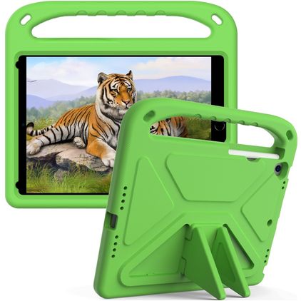 Mobigear AeroArmor iPad 7 (2019) Kinder Tablethoes met Handvat + Stylus Houder - Groen