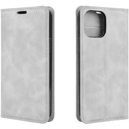 Mobigear Retro Slim iPhone 12 Hoesje Bookcase Portemonnee - Grijs