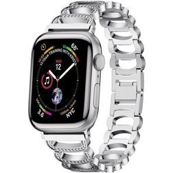 Mobigear Vienna Stalen Apple Watch Bandje Vouwsluiting - 42/41/40/38 mm - Zilver