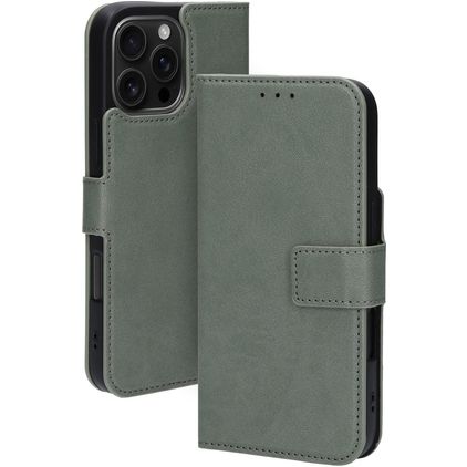 Mobiparts Classic Wallet MagSafe iPhone 16 Pro Max MagSafe Hoesje Bookcase Portemonnee - Stone Green