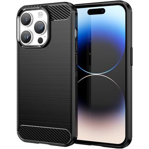 Mobigear Brushed Slim iPhone 15 Pro Max Hoesje Flexibel TPU Backcover - Zwart