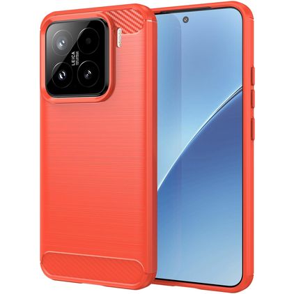 Mobigear Brushed Slim Xiaomi 15 Hoesje Flexibel TPU Backcover - Rood