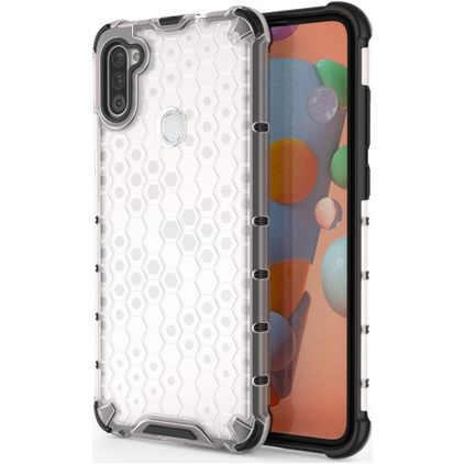 Mobigear Honeycomb Doorzichtig Samsung Galaxy A11 Hoesje Hardcase Backcover Shockproof - Transparant