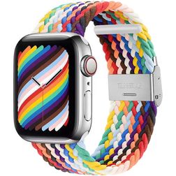 Mobigear Braided Nylon Apple Watch Bandje Klemsluiting - 49/46/45/44 mm - Rainbow