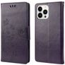 Mobigear Flowers iPhone 14 Pro Hoesje Bookcase Portemonnee - Paars