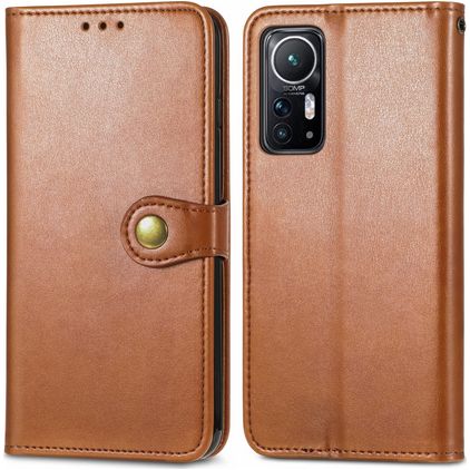 Mobigear Snap Button Xiaomi 12X Hoesje Bookcase Portemonnee - Bruin