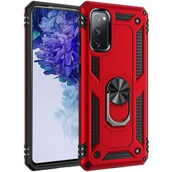 Mobigear Armor Ring Samsung Galaxy S20 FE Hoesje Hardcase Backcover Shockproof met Ringhouder - Rood