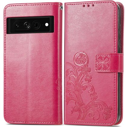 Mobigear Clover Google Pixel 7 Hoesje Bookcase Portemonnee - Magenta
