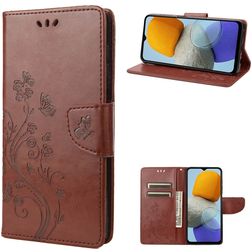 Mobigear Flowers Samsung Galaxy M23 Hoesje Bookcase Portemonnee - Bruin