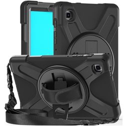Mobigear SureGrip XGuard Samsung Galaxy Tab A7 Lite Hoes Hard Kunststof,Siliconen Backcover + Schouderband + Standaard - Zwart