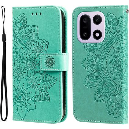 Mobigear Flowers OnePlus 15 Hoesje Bookcase Portemonnee - Groen