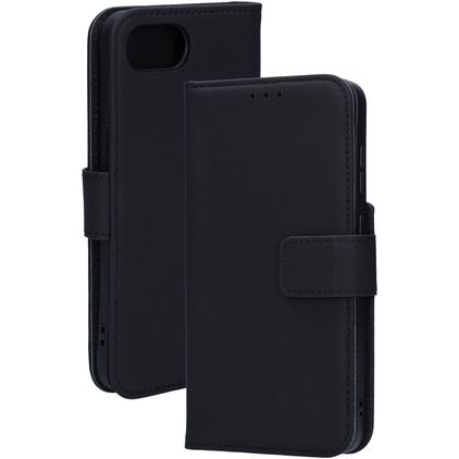 Mobiparts iPhone 17e Hoesje Echt Leer Bookcase Portemonnee - Zwart