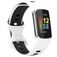 Mobigear Sport Dual Siliconen Fitbit Charge 5 Bandje Druksluiting - Wit / Blauw