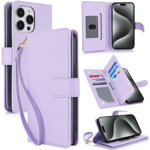 Mobigear Wallet iPhone 15 Pro Hoesje Bookcase Portemonnee - Paars