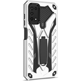 Mobigear Armor Stand Samsung Galaxy A03s Hoesje Hardcase Backcover Shockproof met Standaard - Zilver