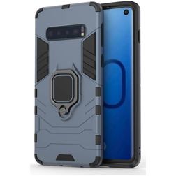 Mobigear Armor Ring Samsung Galaxy S10 Hoesje Hardcase Backcover Shockproof met Ringhouder - Marineblauw