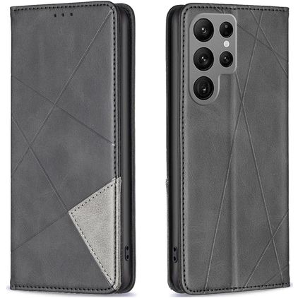 Mobigear Rhombus Slim Samsung Galaxy S23 Ultra Hoesje Bookcase - Zwart
