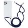 Mobigear Lanyard iPhone 12 Pro Max Flexibel TPU Hoesje met koord - Transparant / Donkerblauw