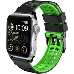 Mobigear Aero Armor Siliconen Apple Watch Bandje Gespsluiting - 42/41/40/38 mm - Zwart / Groen