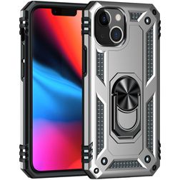 Mobigear Armor Ring iPhone 13 Hoesje Hardcase Backcover Shockproof met Ringhouder - Zilver