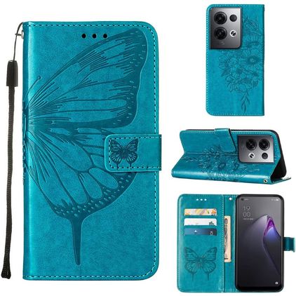 Mobigear Butterfly OPPO Reno 8 Pro 5G Hoesje Bookcase Portemonnee - Blauw