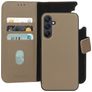 Mobiparts Samsung Galaxy A25 Hoesje Echt Leer Uitneembare 2in1 Bookcase Portemonnee - Taupe