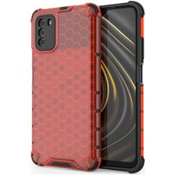 Mobigear Honeycomb POCO M3 Hoesje Hardcase Backcover Shockproof - Rood
