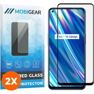 Mobigear Premium Realme 8 5G Glazen Screenprotector - Case Friendly - Zwart (2-Pack)