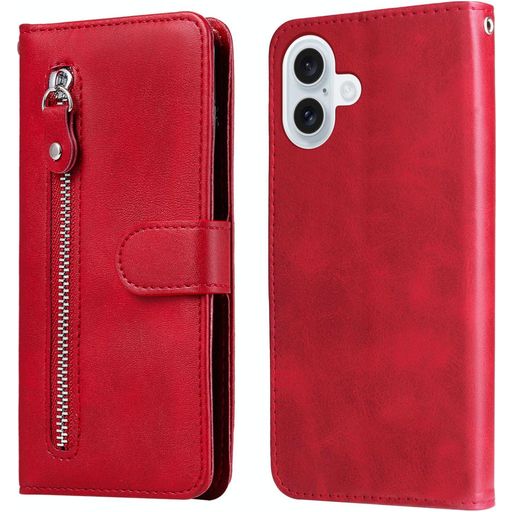 Mobigear Zipper iPhone 17 Hoesje Bookcase Portemonnee - Rood