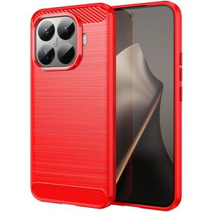 Mobigear Brushed Slim Xiaomi 15T Pro Hoesje Flexibel TPU Backcover - Rood