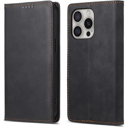 Mobigear Wallet iPhone 16 Pro Hoesje Bookcase Portemonnee - Zwart