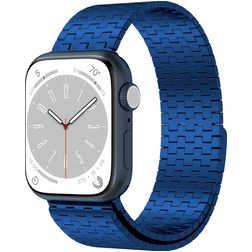 Mobigear London Stalen Apple Watch Bandje Magneetsluiting - 42/41/40/38 mm - Blauw