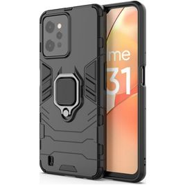 Mobigear Armor Ring Realme C31 Hoesje Hardcase Backcover Shockproof met Ringhouder - Zwart