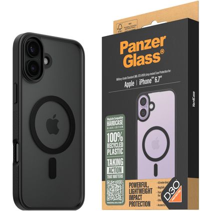 PanzerGlass Clear iPhone 16 Plus MagSafe Hoesje Hardcase Backcover Shockproof - Transparant / Zwart